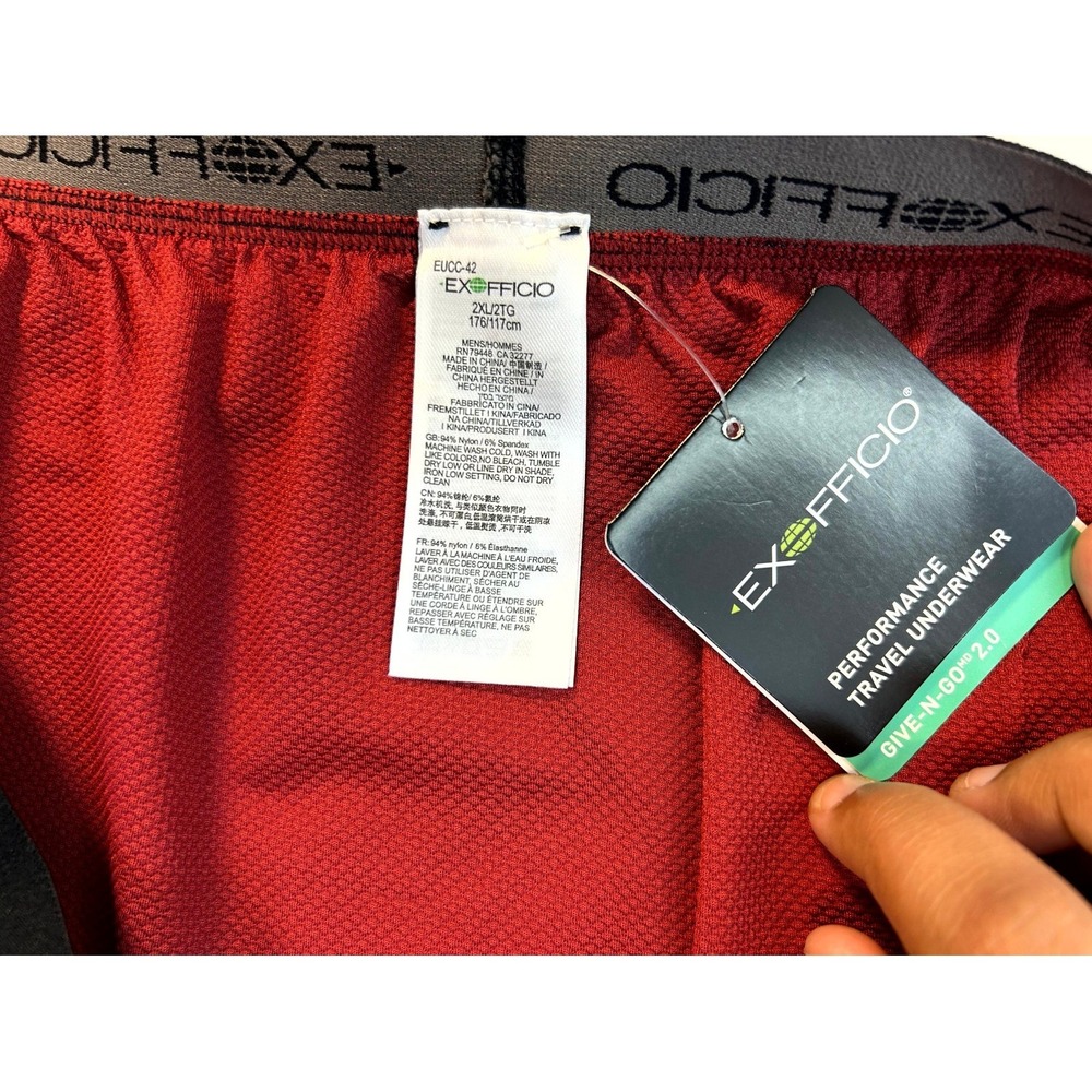 NWT ExOfficio Give-N-Go Boxers Men's Size 2XL Bolero Red Light Mesh Quick Dry - Picture 5 of 10